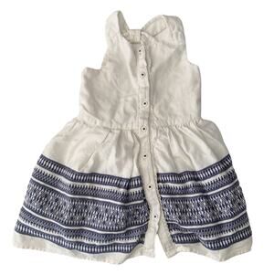 Willow Blossom White Blue Embroidered Sleeveless Button Front Dress Girls 5